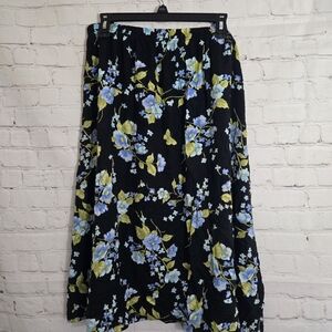 VTG 90s Grunge Blue Floral Skirt Sz L Whimsical Floral Blue Women's Skirt
